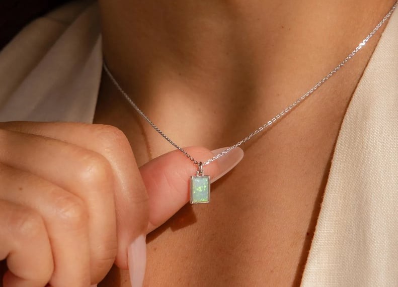 Opal Necklace & Ring Set 925 Sterling Silver Jewelry Ring Size 7 View 2