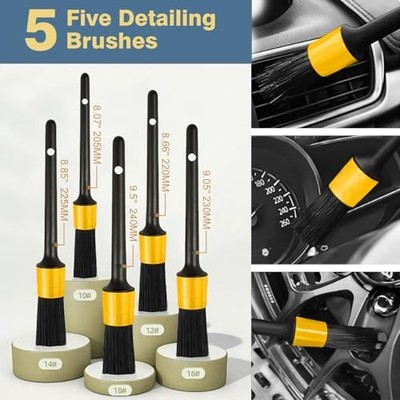 Car Wash Kit, Extendable Car Wash Brush Mop with Long Handle, 5pcs Yellow-006