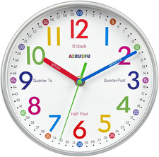 Kids Wall Clock,Silent Non-Ticking Clocks Battery Operated,Kids Room Wall Decor