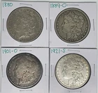 1880 1889-O 1901-O 1921-S Morgan Dollar Lot of 4