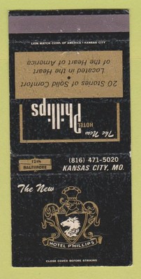 Matchbook Cover - Hotel Phillips Kansas City MO 30 Strike