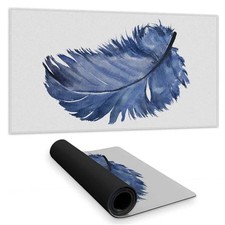 Begin Home Decor C1DM1531CNPGRT 16 x 32 in. Watercolor Blue Feather Desk Mat ...