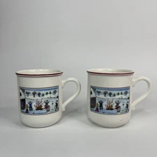 Lot of 2 Villeroy & Boch Naif Christmas Coffee Mug Laplau Designed Holiday