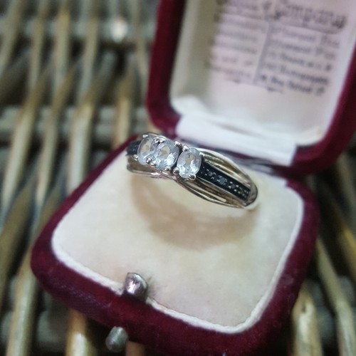 925 Sterling Silver Ring, Natural Aquamarine And Blue Diamond, Size P.5 US 7.75 - Picture 7 of 7