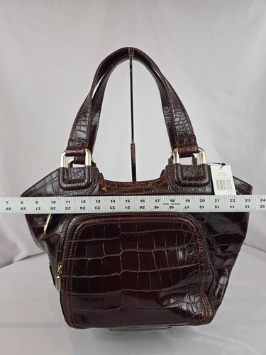 NWT Maxx New York Croc Embossed Leather Shoulder Bag Reddish Brown - Picture 11 of 14