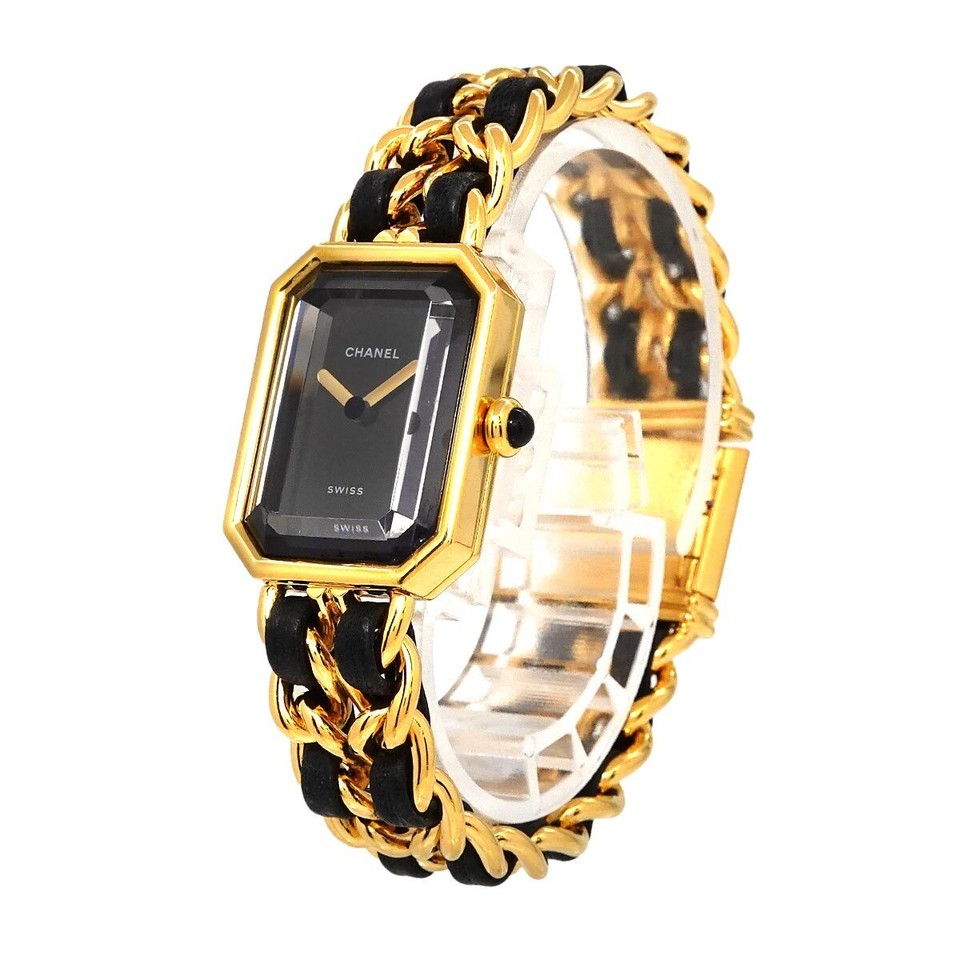 CHANEL Premiere Size M H0001 Vintage Quartz Black Dial Ladies Watch