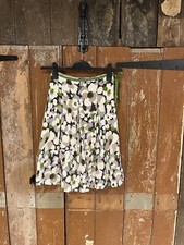 Mango A-Line Pleated Skirt Multicoloured Floral Wool Blend Lined Size 36