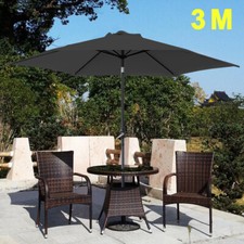3M Large Round Garden Parasol Umbrella Outdoor Patio Sun Shade Canopy Crank Tilt