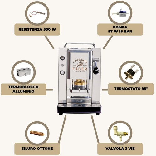 Faber Coffee Macchina Caffè a Cialde Pompa a 15 Bar in Acciaio Inox PROINOXBAS - Foto 6 di 7