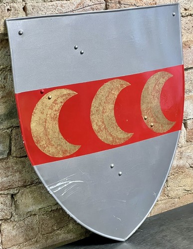 Crusaders Heavy Steel Shield Handmade Larp Role Play w/Handles 22x20 Coat of Arm