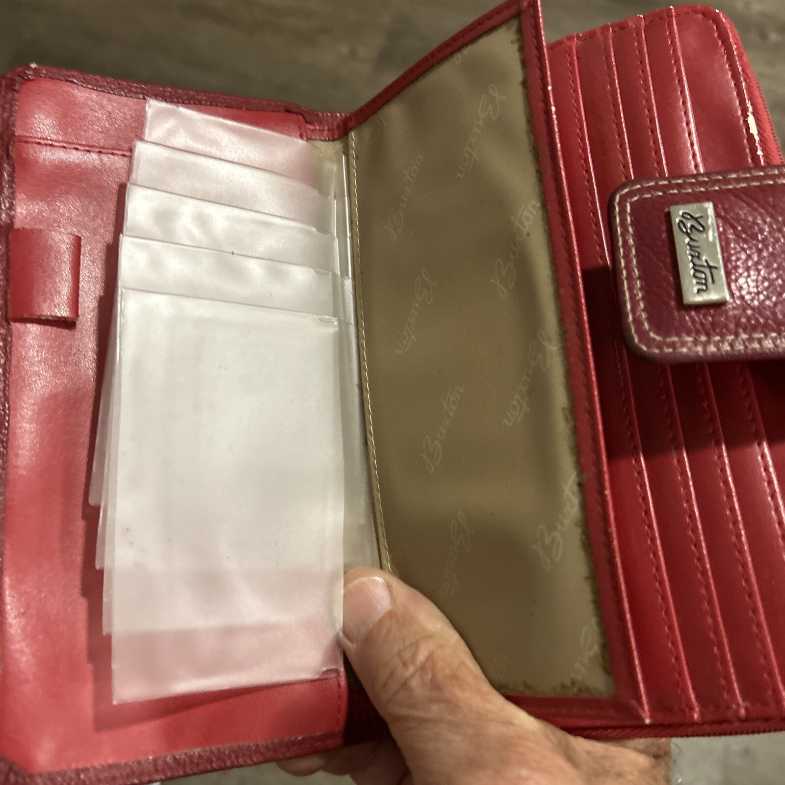 E) Buxton Leather Zip Around Rectangular Wallet R… - image 5