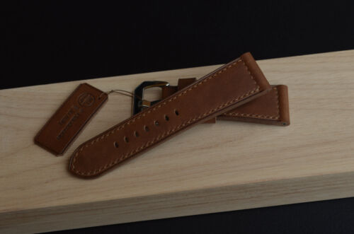 26 mm Handgefertigtes Lederarmband braun Pam Italy MTstraps Handmade Strap Band - Bild 8 von 15