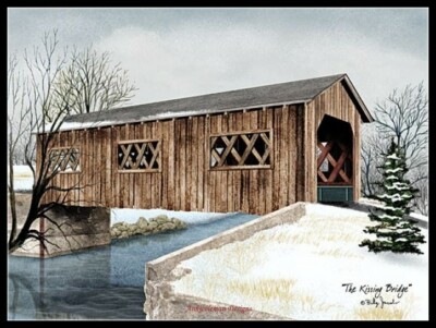 The Kissing Bridge - DIY Chart Counted Cross Stitch Patterns Needlework 14 ct  