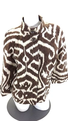 CHARTER CLUB Femmes Marron & Crème Coton Taille Veste 16 - Photo 1/4