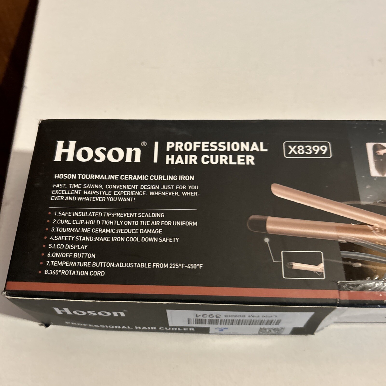 Hoson Curling Iron 1" Professional Ceramic Tourmaline Hair Curler X8399