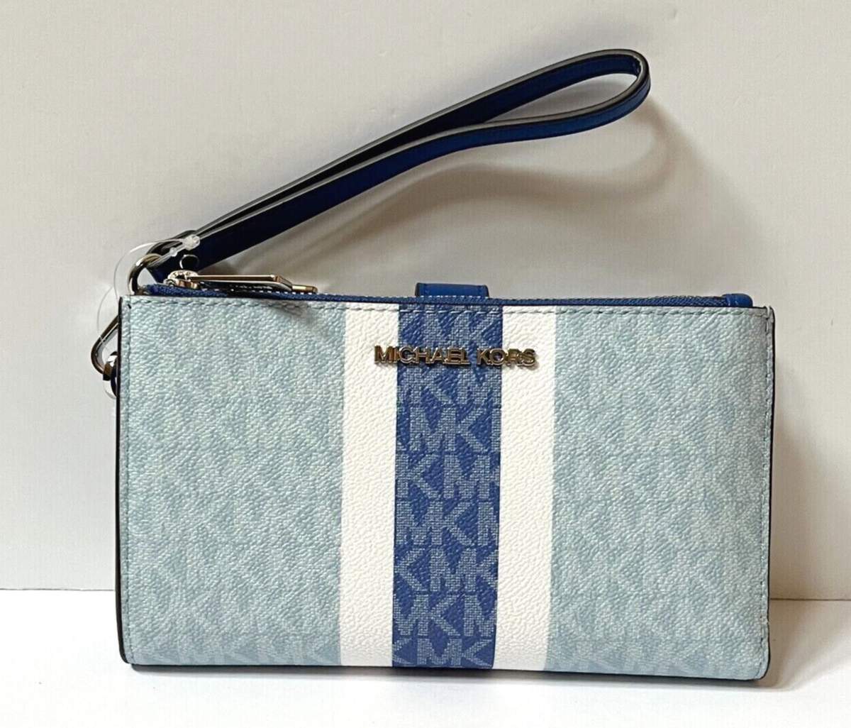 Michael Kors Jet Set Travel Large Double Zip Phone Wallet MK Pale