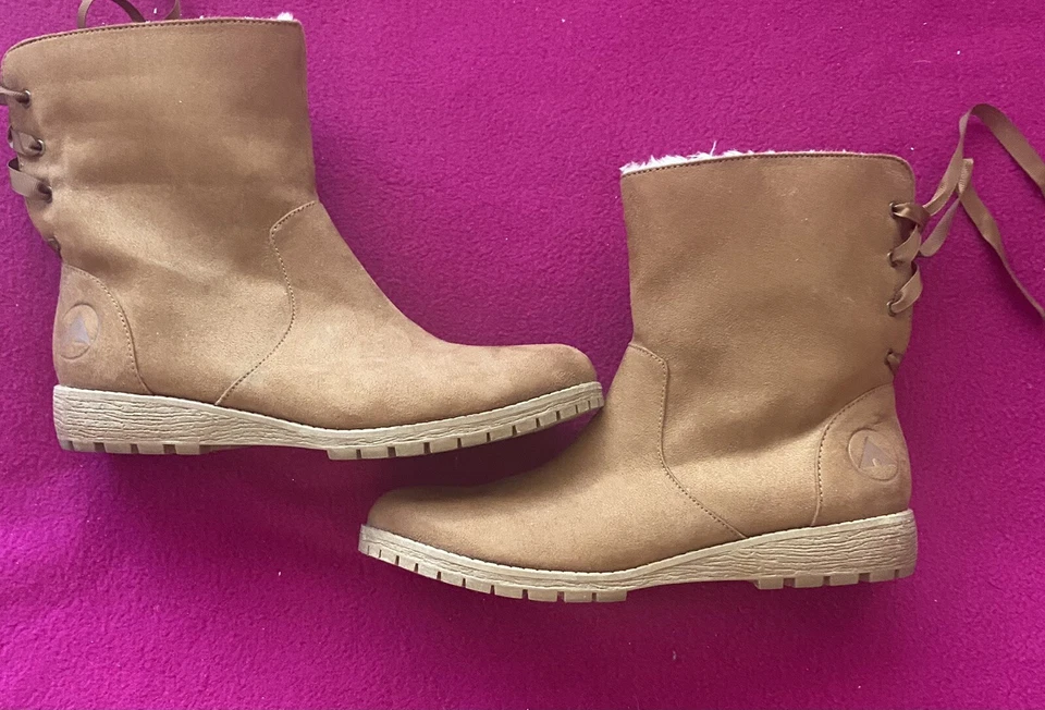 Botas de gamuza de invierno Air Walk 8 1/2 forradas de piel marrón Foto 2 de 4