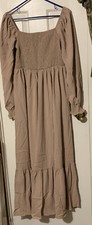 Shein Women's L/S Beige Long Ruffled Dress Size Large Listing #235