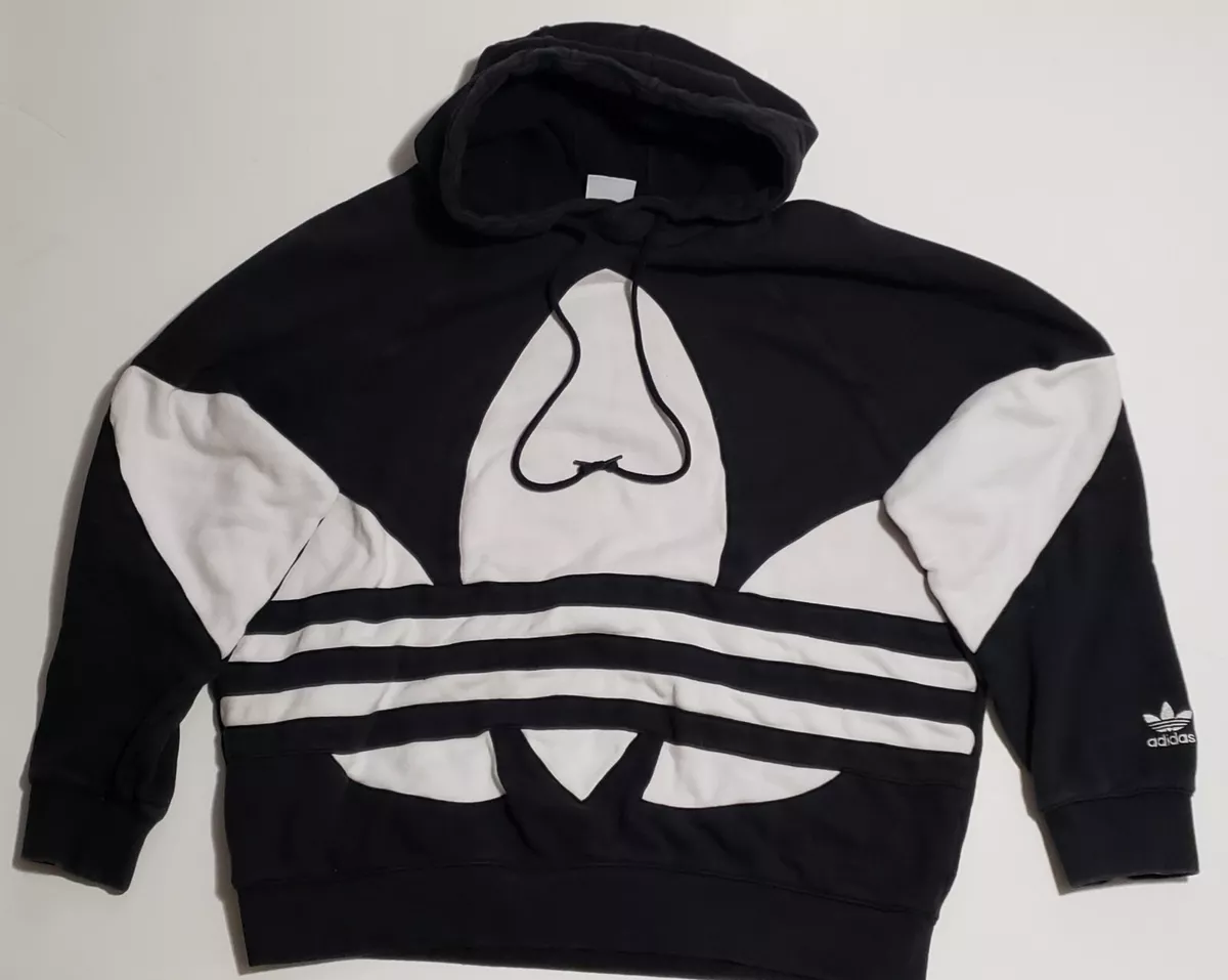 Black/White Adidas Originals Hoodie Big Trefoil Hoodie Size L EUC | eBay