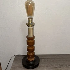 Vintage Solid Wooden Lamp Base Mid Century Turned Wood  16” High Working