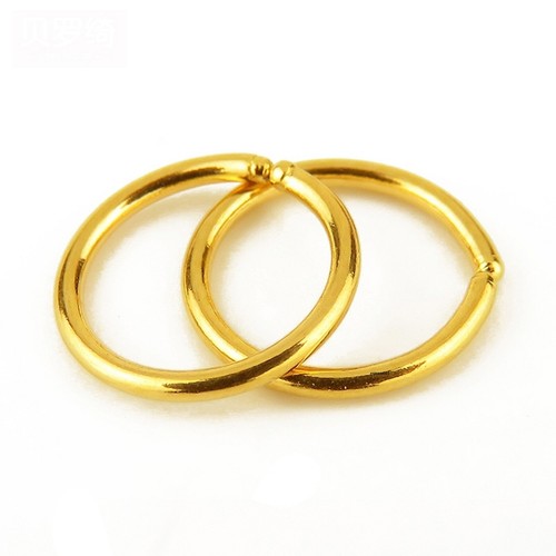 Pure 999 24k Yellow Gold Hoop Women Lucky Gift 10mm Smooth Earrings 0.44-0.48g - Picture 1 of 9