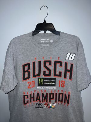 Kyle Busch #18 Fanatics 2018 Nascar Monster Energy Champion T Shirt Size L