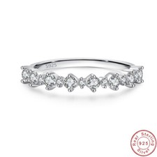 Classic European Stackable band AAA CZ 925 Sterling Silver Finger Ring For Women