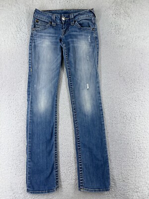 True Religion Pants Women 25 Blue Denim Jeans Curvy Skinny Tri-Blend Cotton Low