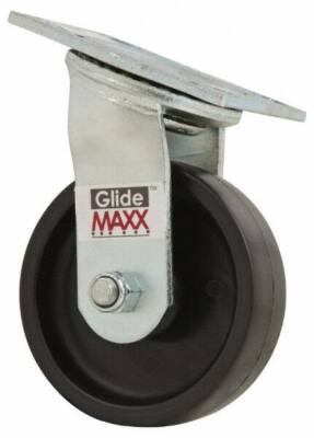 Top Plate Mount Swivel Caster: 5'' Diam x 1-1/2'' Wide Polyolefin Wheel, 6-1/2''OAH