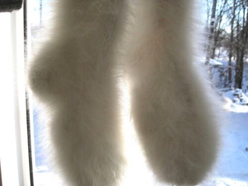 WOMAN's SOCKS 100% ANGORA RABBIT BUNNY yarn longhair handknitted soft fur craft  - Picture 1 of 7
