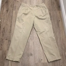 Savane Men’s Pleated Chino Pants Cuffs Khaki Tan Size 38 x 31 Preppy Office