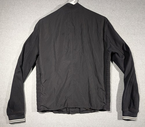 Armani Jeans Bomber Jacket Mens Size Medium Black Full Zip Ribbed Mesh Varsity - Picture 8 of 22