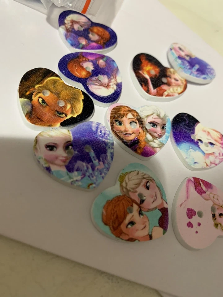 20 шт. смешанные пуговицы для шитья деревянных картин сердце принцессы 2 отверстия для скрапбукинга - Изображение 2 из 3