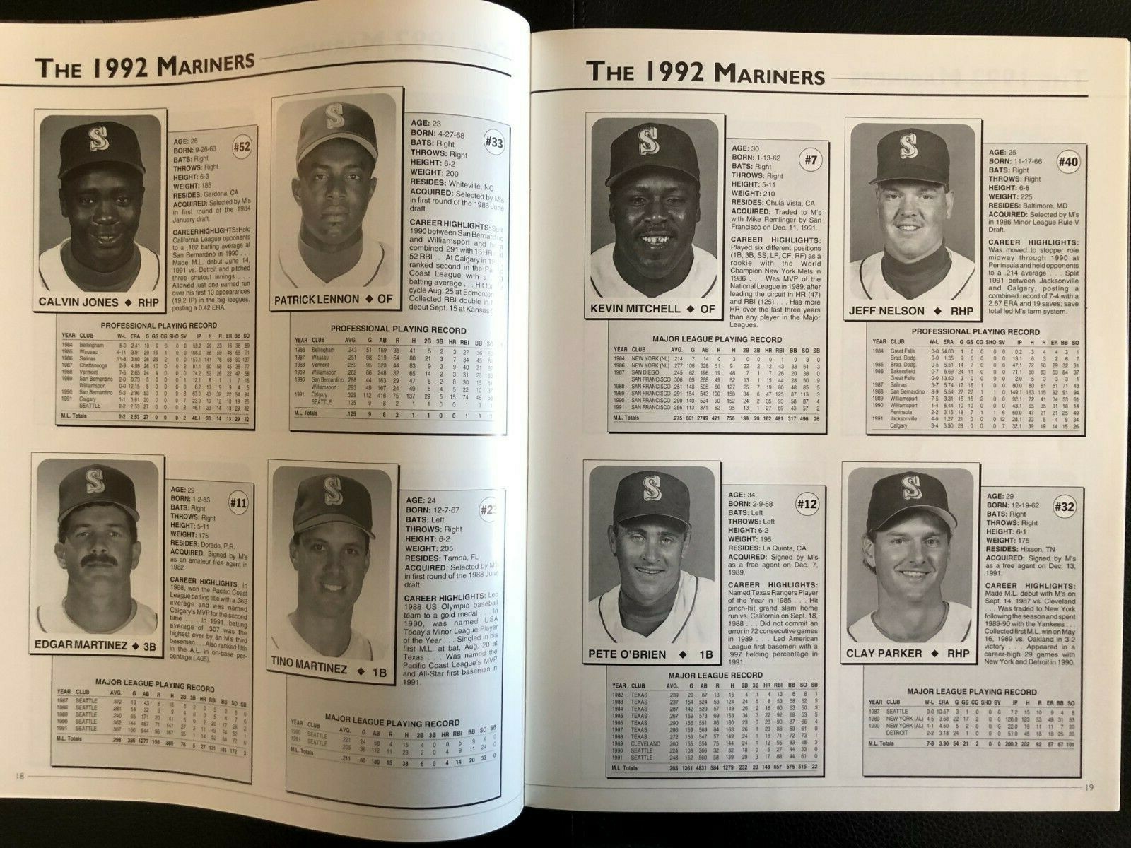 1992 Official PROGRAM & Scorecard SEATTLE MARINERS Pete O'BRIEN eBay