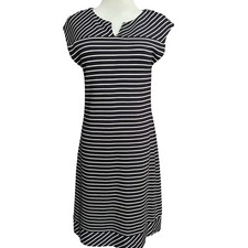 Banana Republic Womens Sleeveless Size M Navy White Stretch Striped Lined Dress