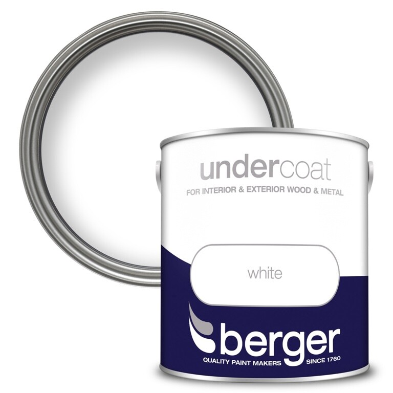 Berger Undercoat Paint Interior Exterior Wood Metal Basecoat 2.5L - White