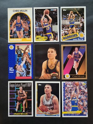 Lot of nine (9) Chris Mullin Golden State Warrior basketball cards