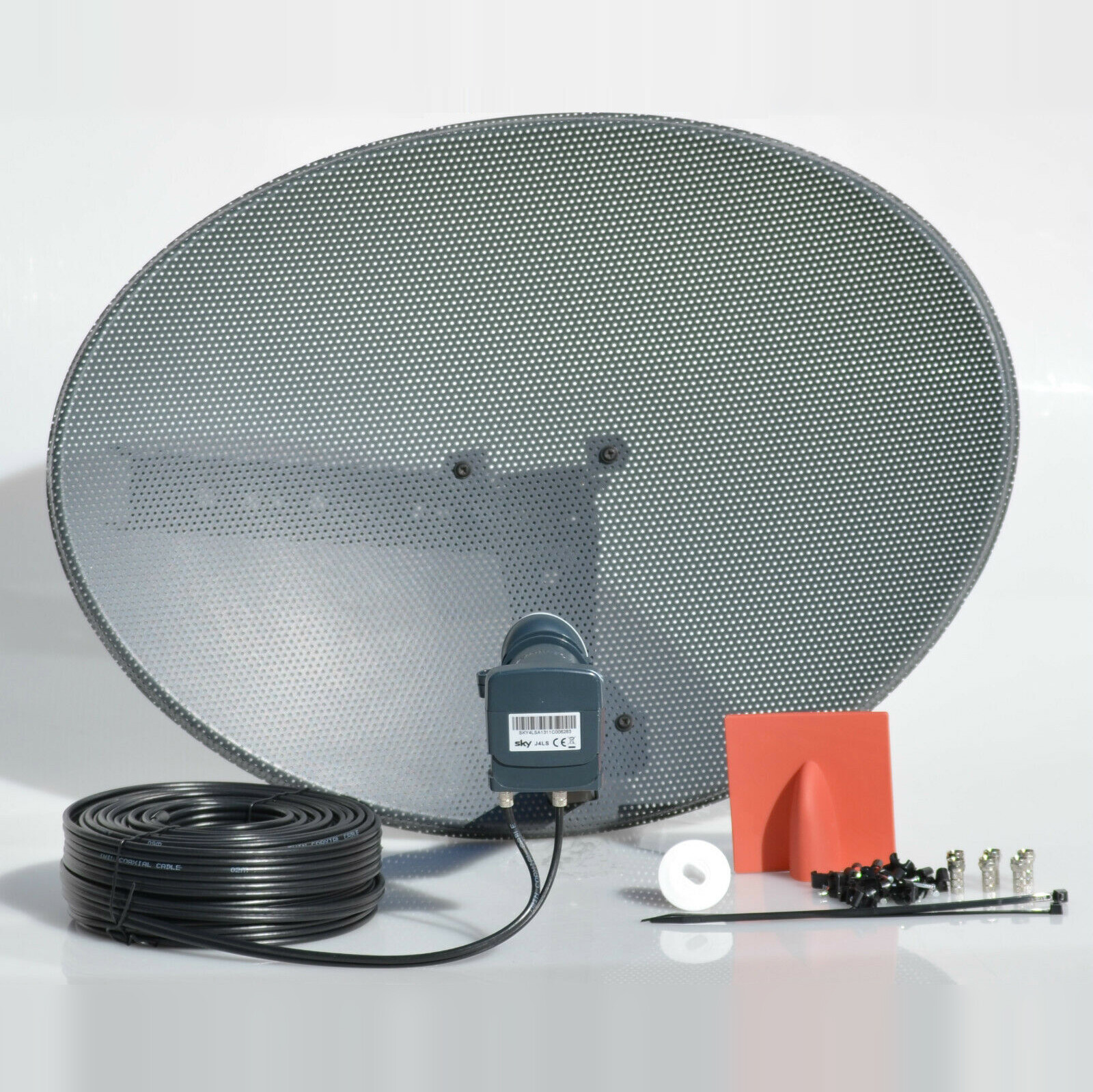 Satellite Dish & Quad Lnb + Complete 30M Black Twin  Kit For Sky HD & Freesat