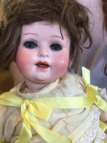 heubach Fille yeux verre 36 cm ,Poupée Reproduction Antique