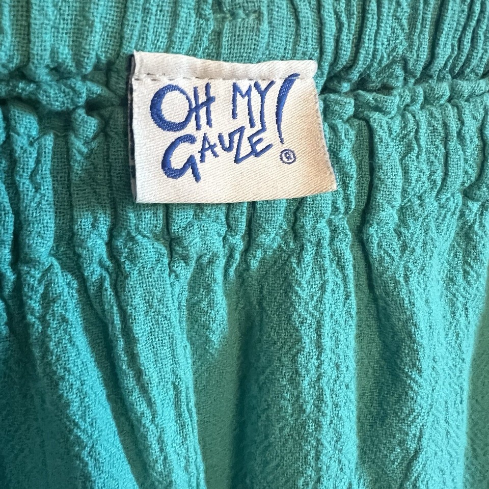 Oh My Gauze Women Sz 3 Turquoise Capri Pants Pull On Elastic Waist
