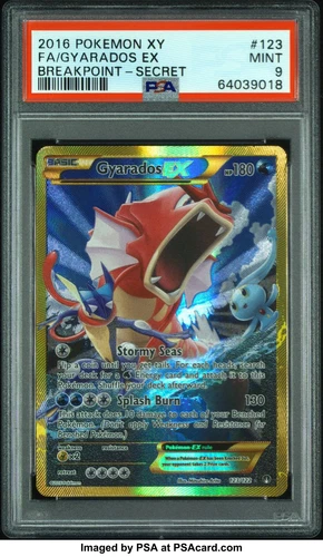 2016 POKEMON XY BREAKPOINT SECRET #123 FULL ART/GYARADOS EX PSA 9 MINT