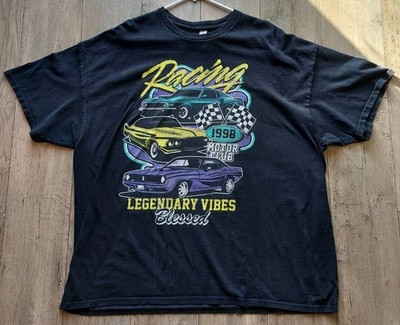 Gildan - Racing 1998 Motorclub - Screen Printed Black Tee Shirt - Men's Size XL