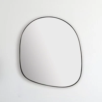 FineBuy Miroir Murale Métal 53x60 cm Miroir Mur Couloir Grand Noir Asymétrique - Photo 1/4