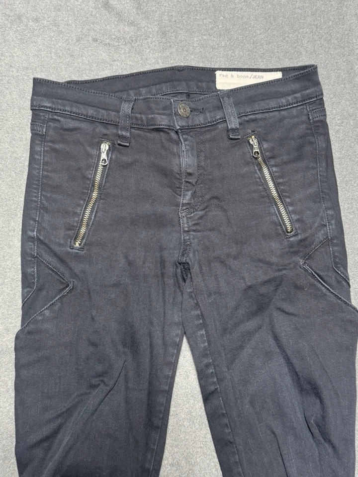 rag & bone Nina High Rise Ankle Skinny Jeans Black Denim Size 24 - Image 3 of 4