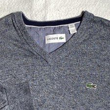 Lacoste Sweater Men  s Size Medium Gray V-Neck Long Sleeve