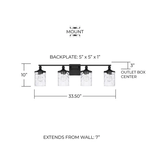 Capital Lighting Colton 33 1/2" Matte Black 4-Light Vanity Bath Light - Picture 3 of 5