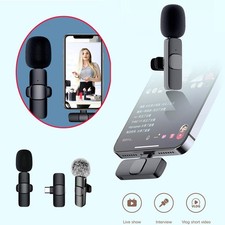Wireless Lavalier Microphone Audio Video Recording Mini Mic For Android iPhone