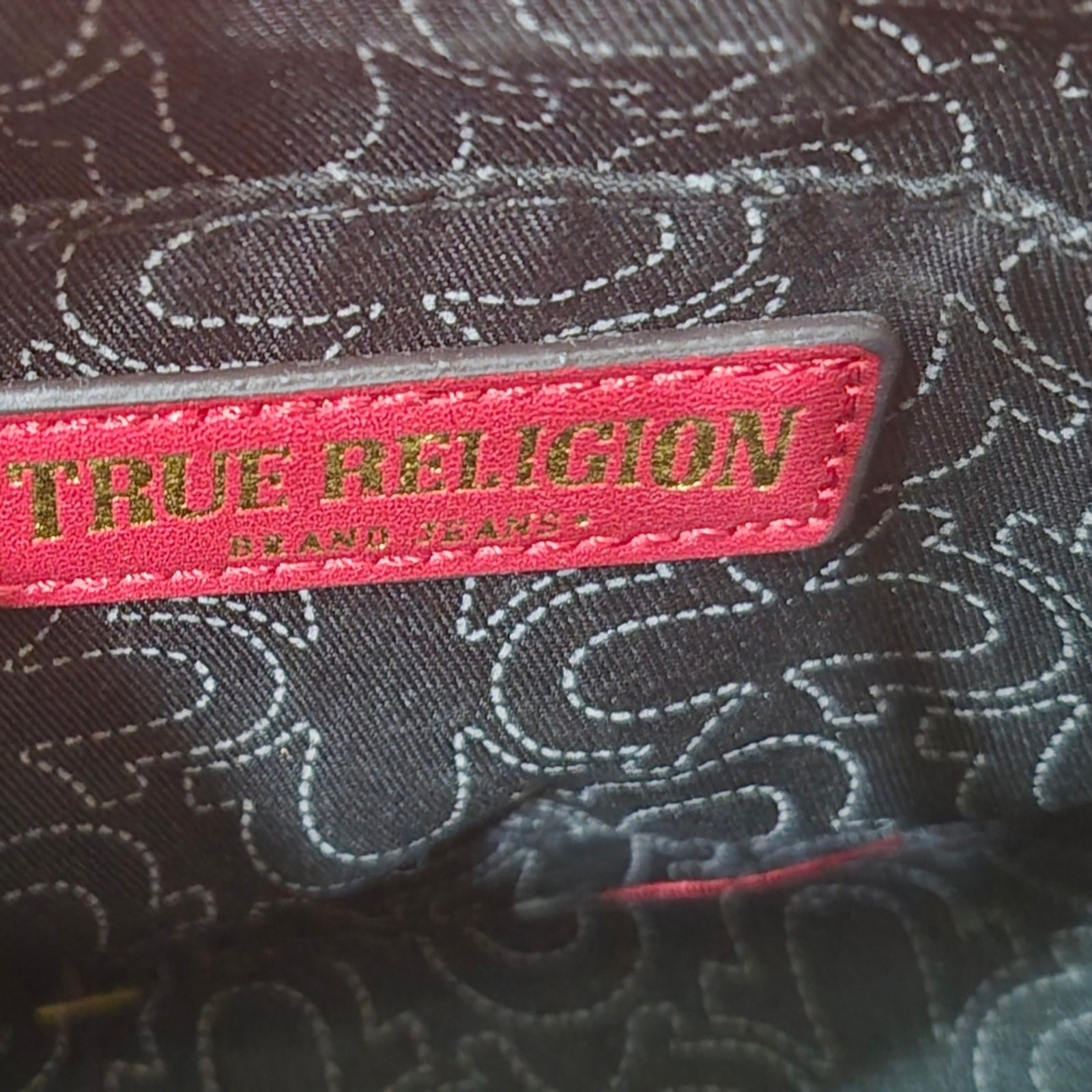 True Religion Red Leather Tote Crossbody Handbag thumbnail 10