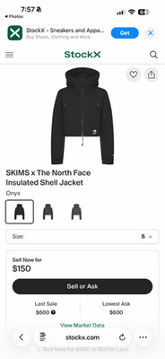 The North Face x SKIMS Insulated Cropped Shell-Down Jacket ONYX black