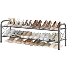 2 Tier Shoe Rack for Closet, Durable Mesh Style Shoe Rack, Entryway Shoe Shel...